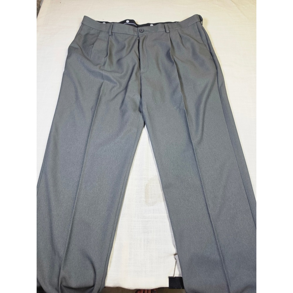 Haggar Mens Pleated Dress Pants Gray Trousers  Old Money Quiet aluxury 42x30